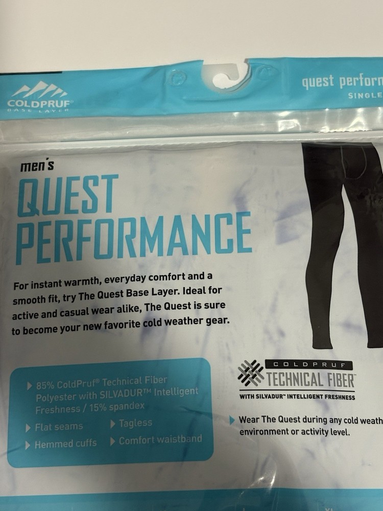 ColdPruf Men's Quest Performance Base Layer Pants Black, Small (28-30) NWT