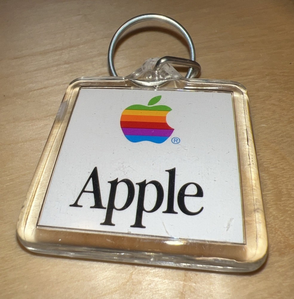 Vintage Apple Keychain Apple Computer Rainbow Logo *WOW*