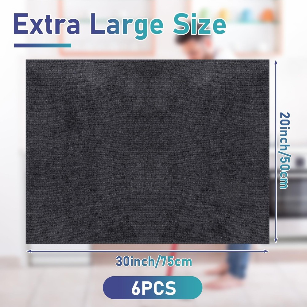 6 Pcs Extra Large Microfiber Cleaning Cloth 30" x 20" Washable Reusable Micro...