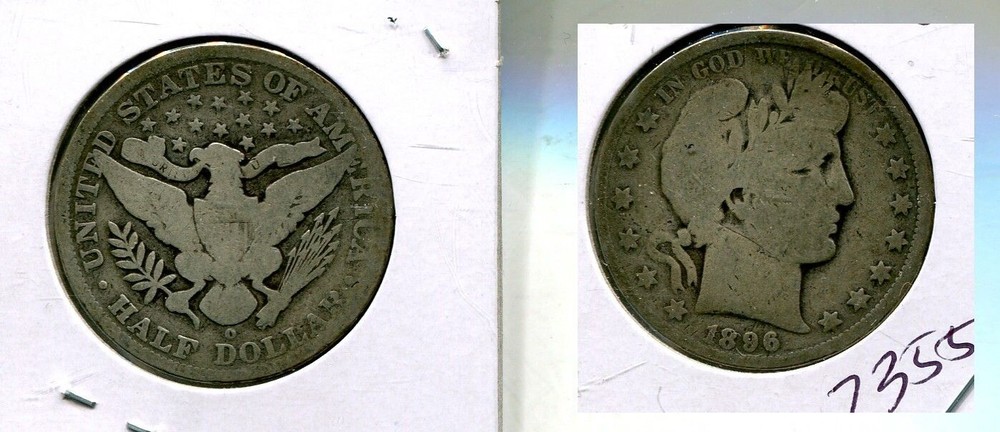 1896 O BARBER SILVER HALF DOLLAR VG 7355S