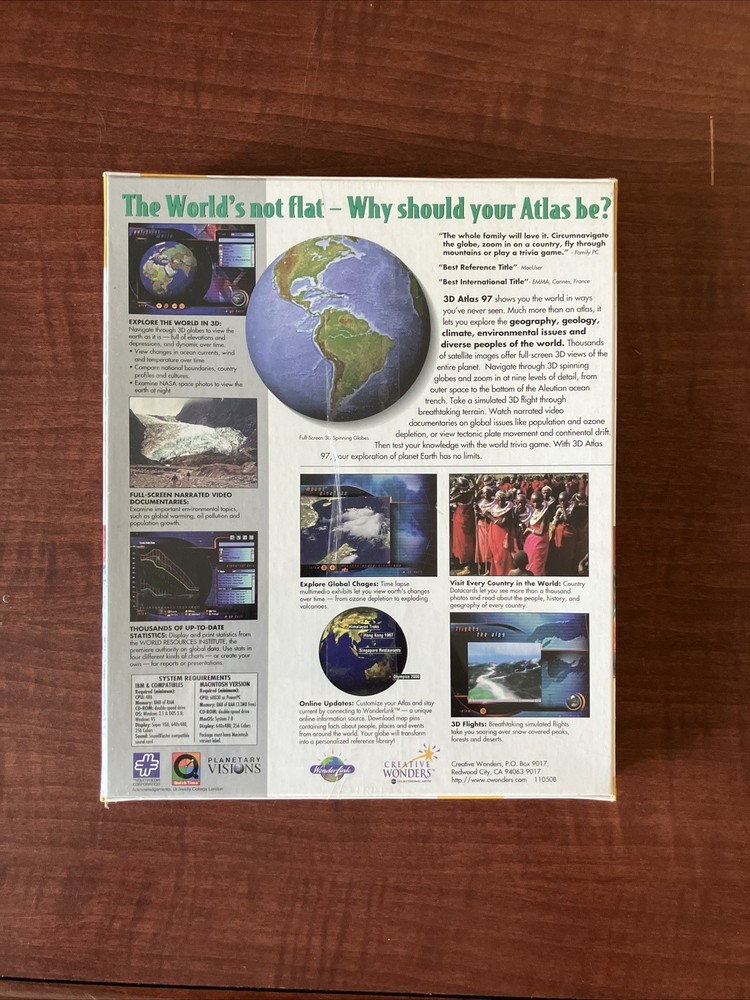 ABC World Reference- 3D Atlas 97 PC Software- Creative Wonders