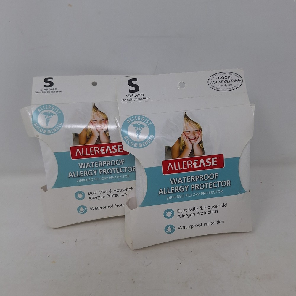 AllerEase Set Of 2 Waterproof Zippered Pillow Protector Dust Mite Allergy Spills