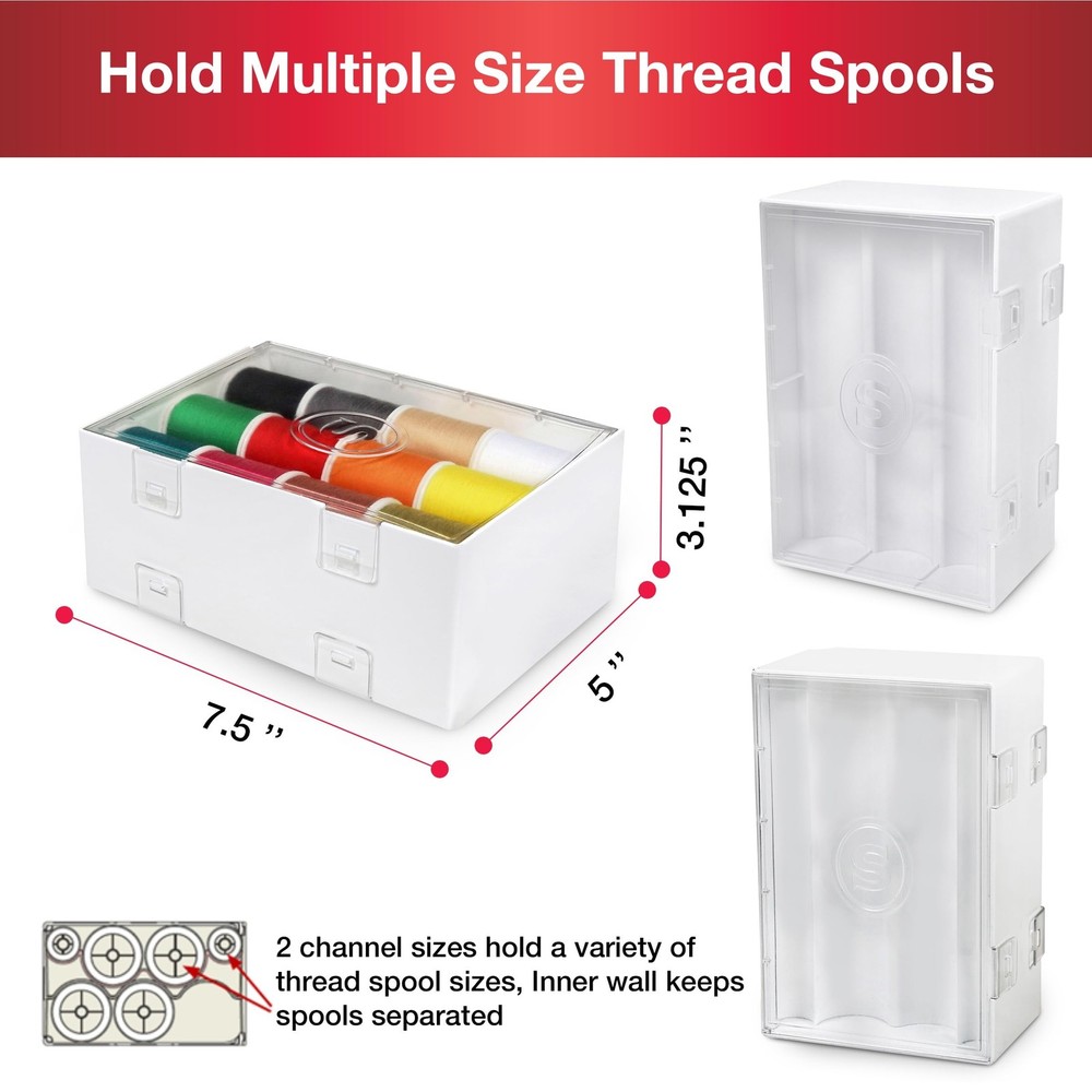 Singer Double-Sided Thread Spool Organizer - Clear Storage Sewing Box for Emb...