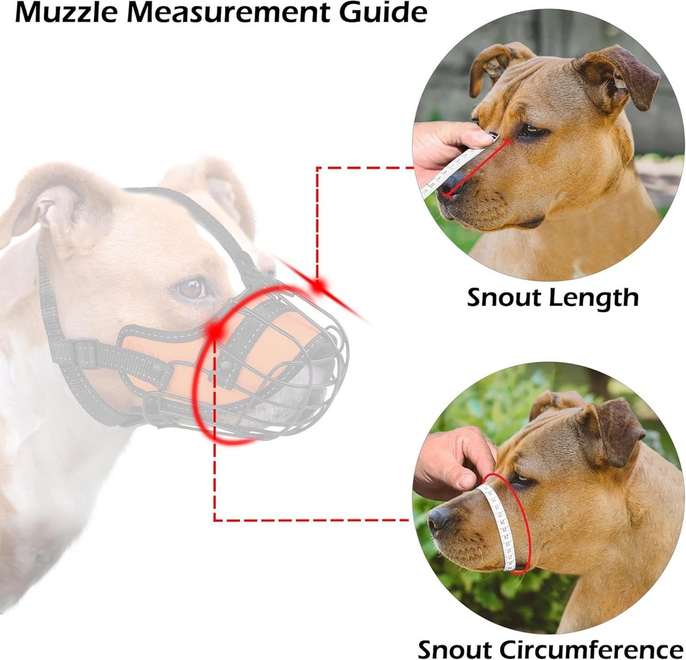 OOPSDOGGY Pitbull Dog Muzzle Reflective Metal Mask Secure Wire Basket Muzzle ...