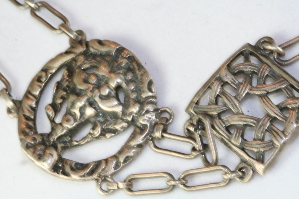 VINTAGE PARENTI STERLING SILVER FLEIR DE LIS EAGLE DEVIL BELT