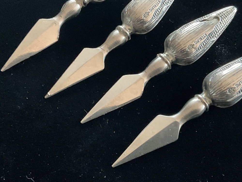Vintage Webster Sterling Silver Corn on the Cob Holders Corn Design