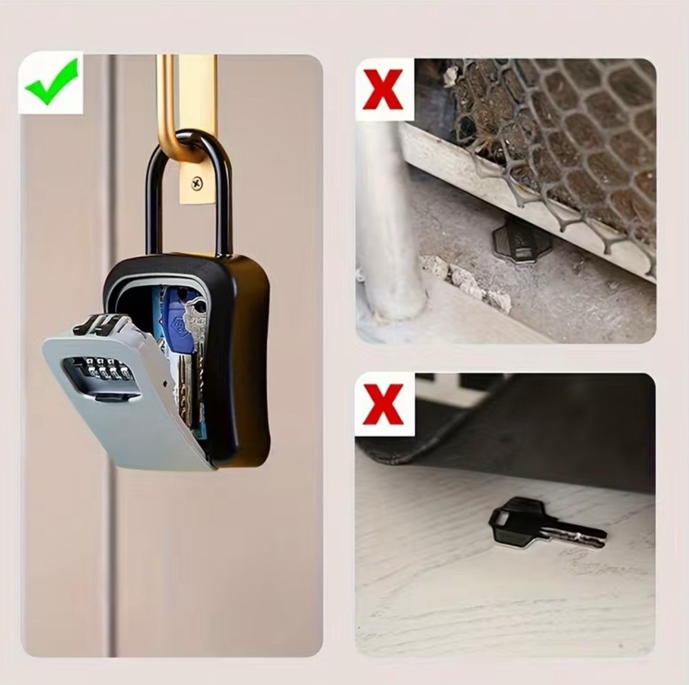 Key Lock Box Wall Mount Outdoor Weatherproof 4-Digit Combination