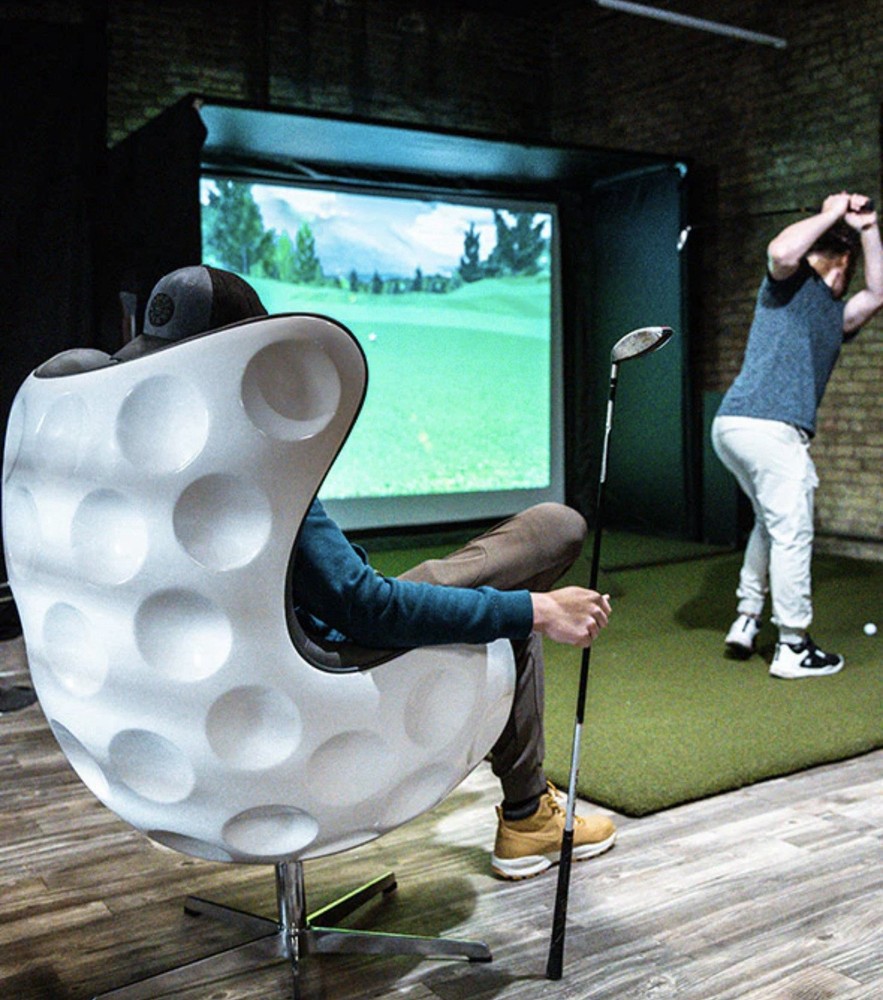 Golf Ball Simulator Chair  Grey Leather