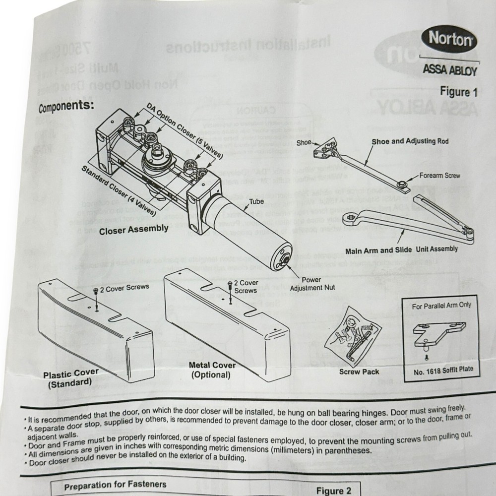 Assa Abloy Norton 1618 Soffit Plate for Parallel Arm Only