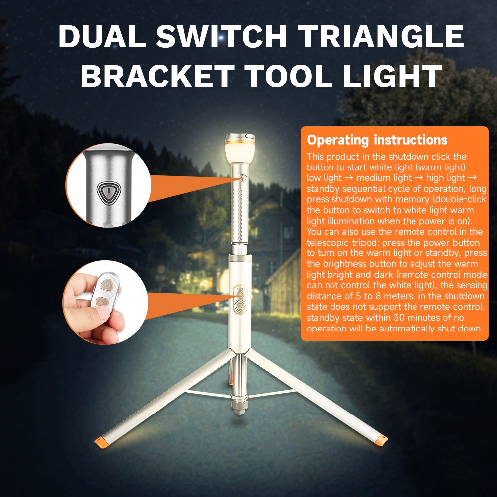 Rechargeable Smart Remote Magnetic Flashlight - Adjustable Height Camping Light