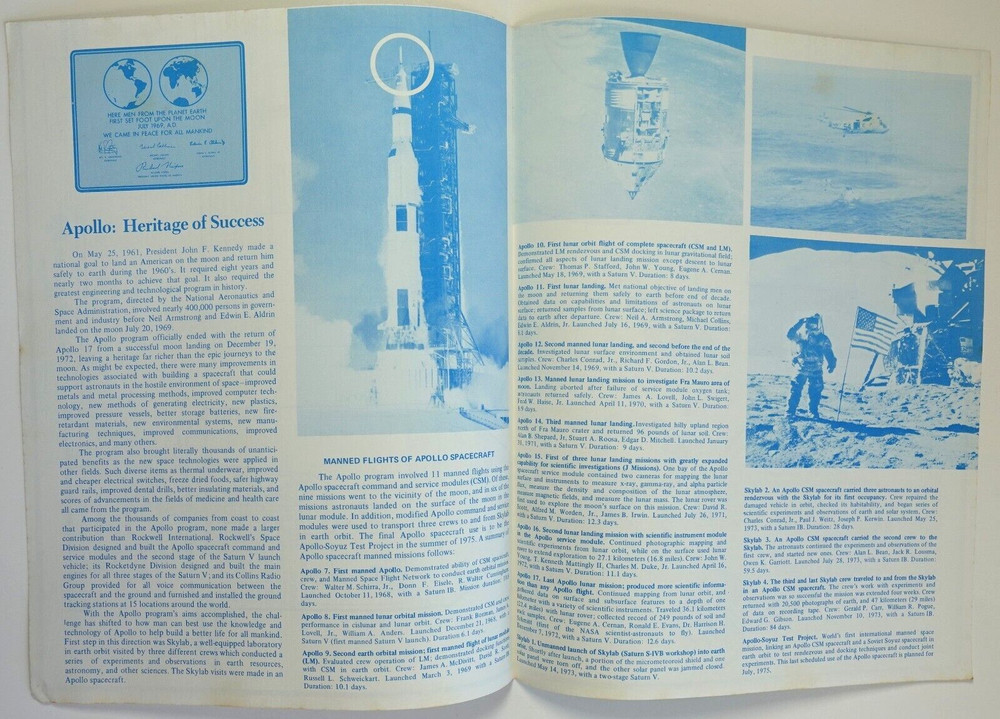 Apollo Spacecraft J-Mission configuration historical info Schematic Pamphlet 22”