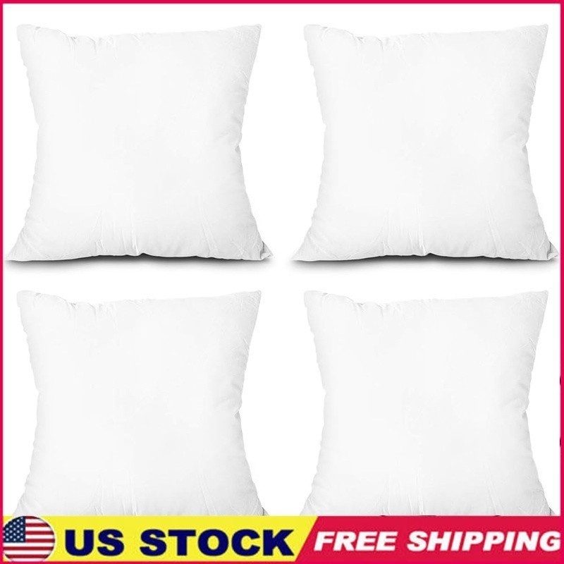 Microfiber Polyester Throw Pillow Insert 26x26 Machine Washable Fluffy 4 Count