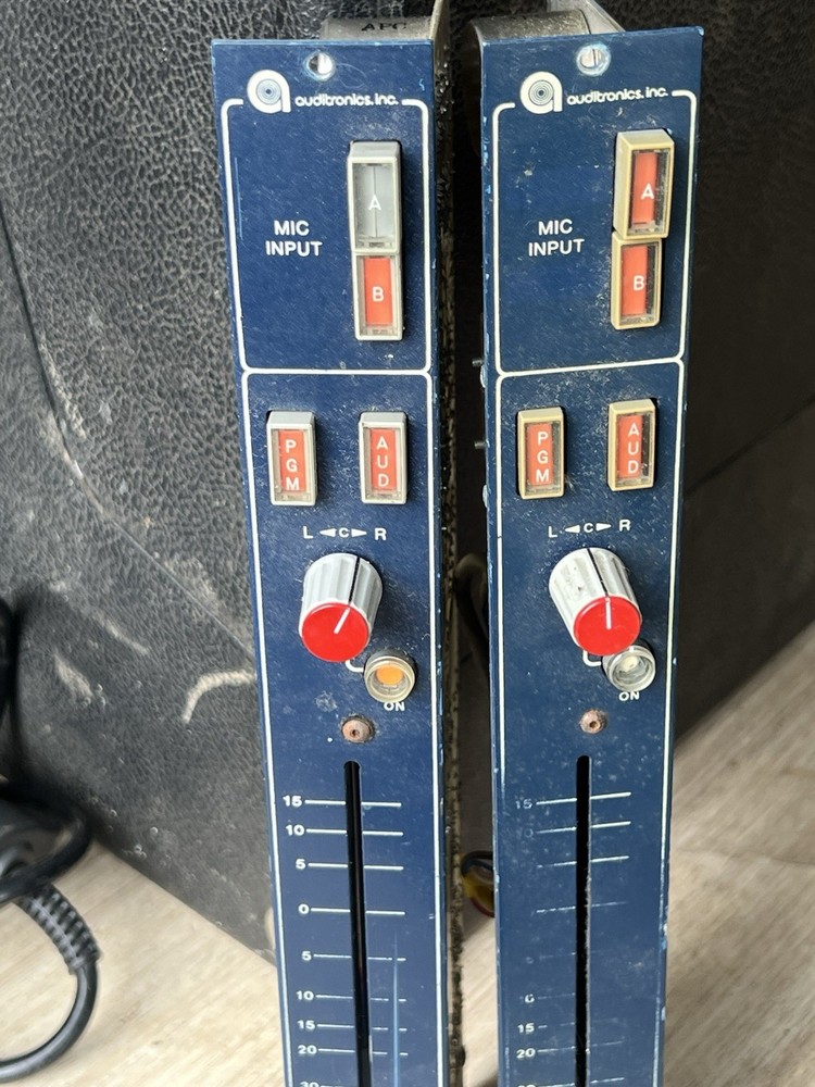 pair vintage Auditronics blueface 200-MIS mic preamps console strips modules