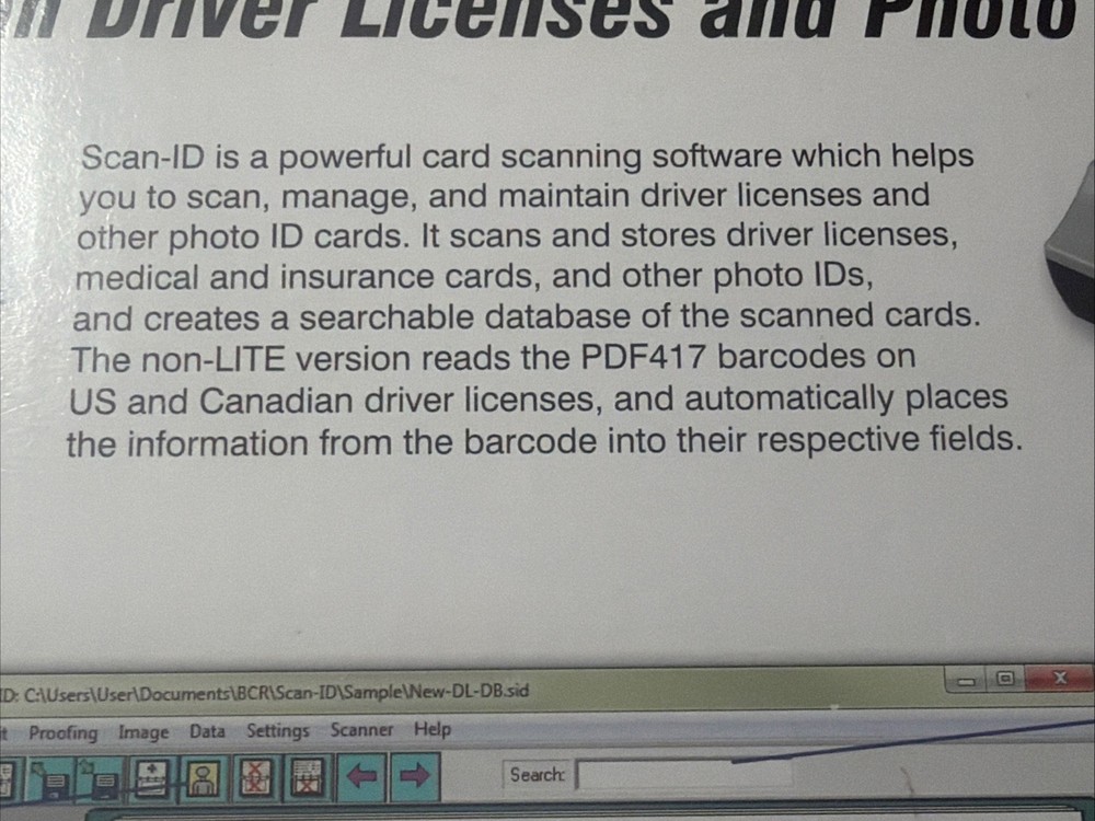 Scan-ID BCR 901 scanner SLA1 + Scan-ID LITE Version software for Windows