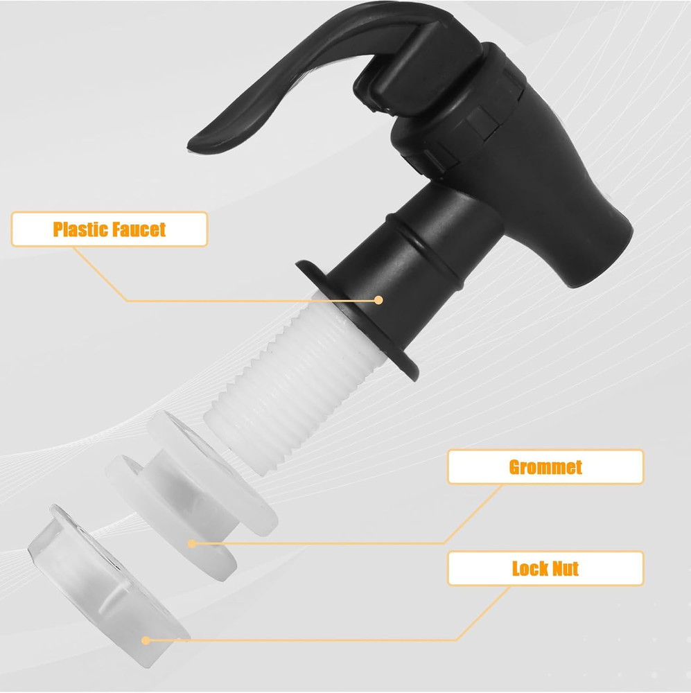 2 Pcs Replacement Spigot for Beverage Dispenser, Black Push Style Beverage Dispe