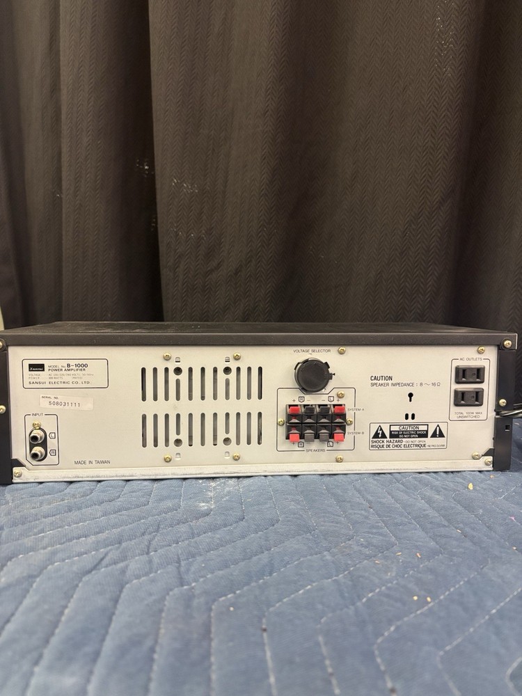 Sansui B-1000 Stereo Power Amplifier (1987) Untested (75 Watts Per Channel)