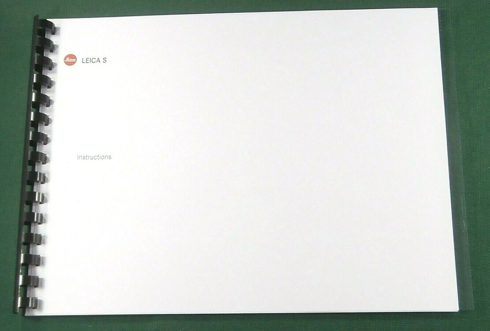Leica S Instruction Manual: 72 Pages & Protective Covers!