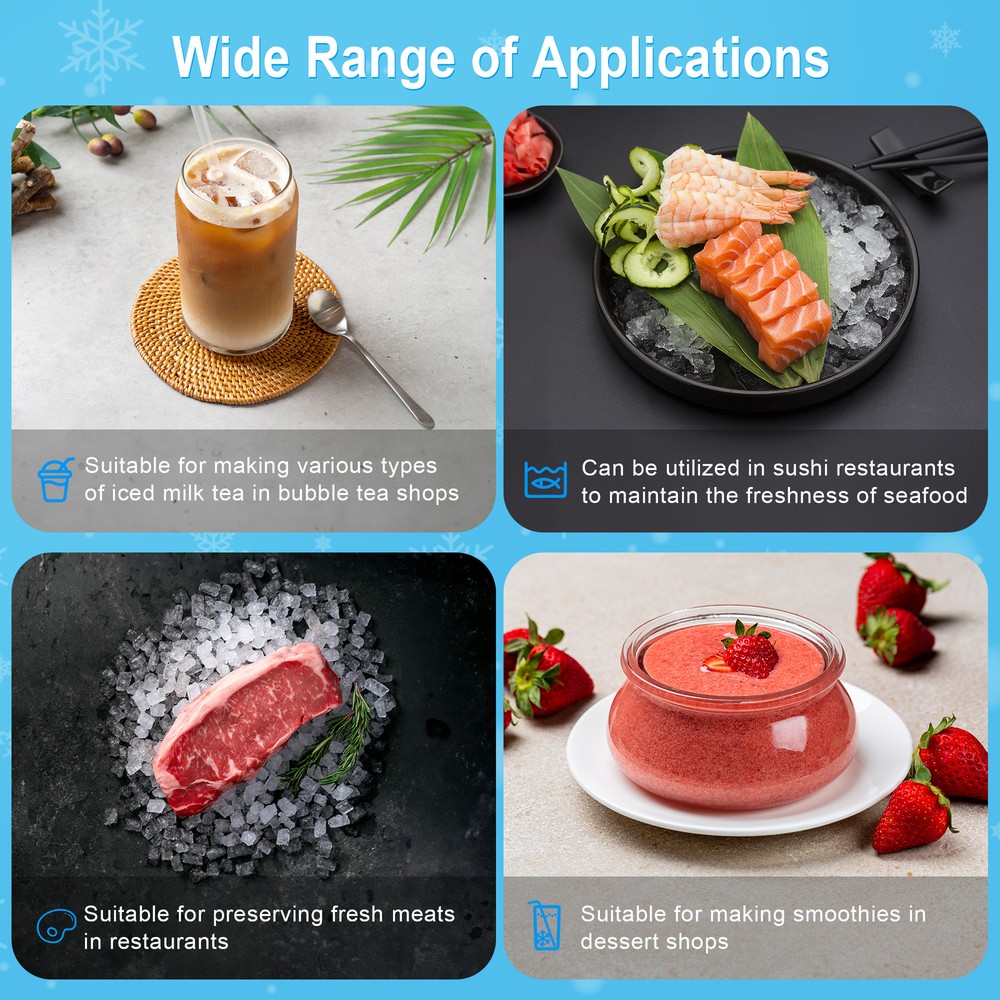 4PCS Electric Ice Crusher Shaver Machine High Efficiency Snow Cone Maker Silver