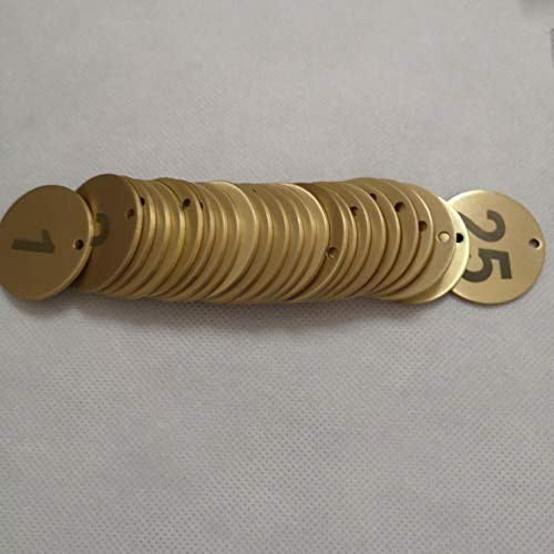 Numbered Brass Tags 1-50, 1.37" Diameter (3.5cm) - Durable Identification Labels