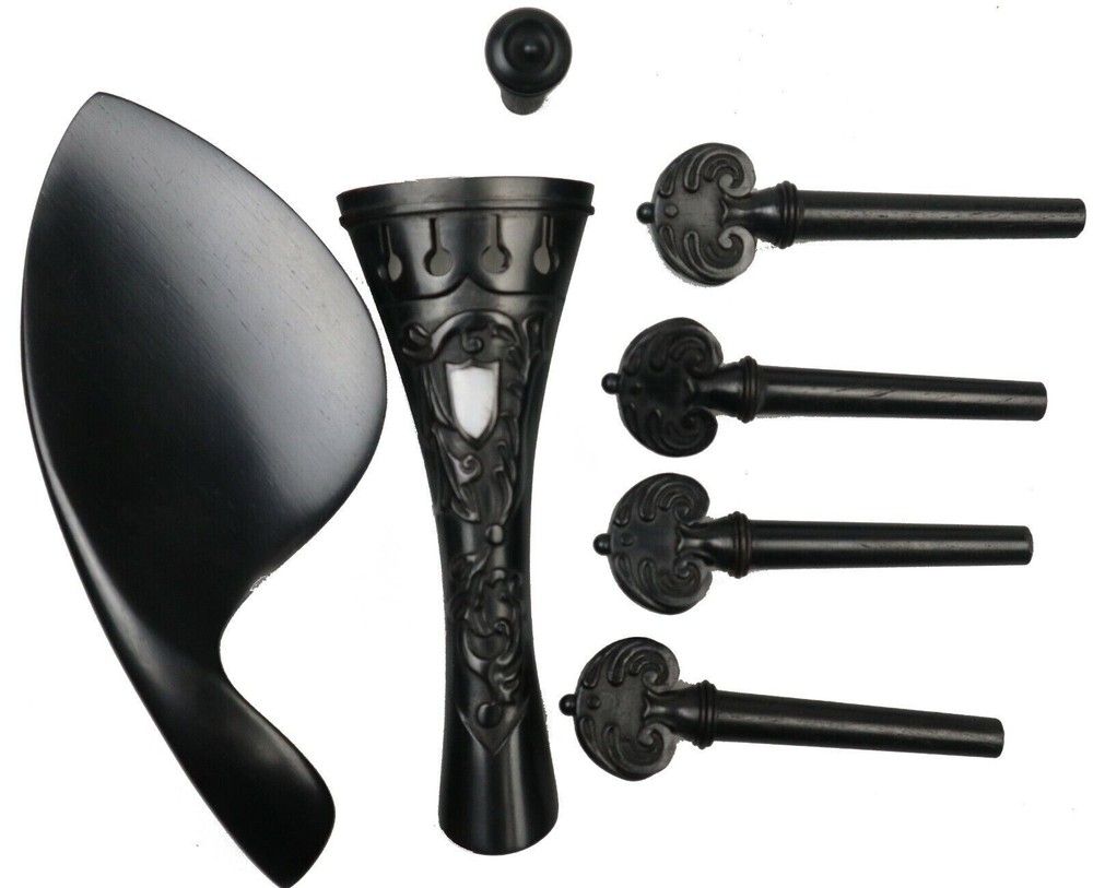 3 set Different Great Violin accessories engraved pattern Peg Tailpiece Chinrest