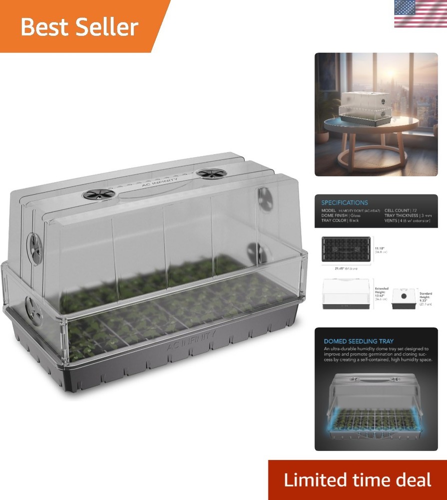 Large Humidity Dome Germination Kit 3mm Thick Clear Plastic Propagation Tray