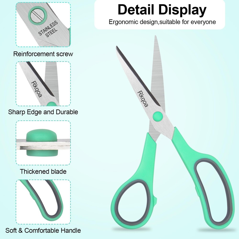 24 Black Scissors Bulk, 8" All Purpose Scissors Pack - Thick Sharp Shears for...
