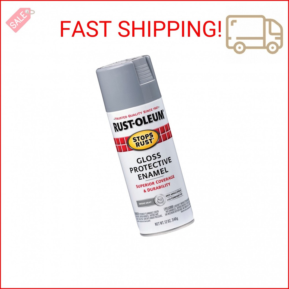 Rust-Oleum 7786830 Stops Rust Spray Paint, 12 oz, Gloss Smoke Gray
