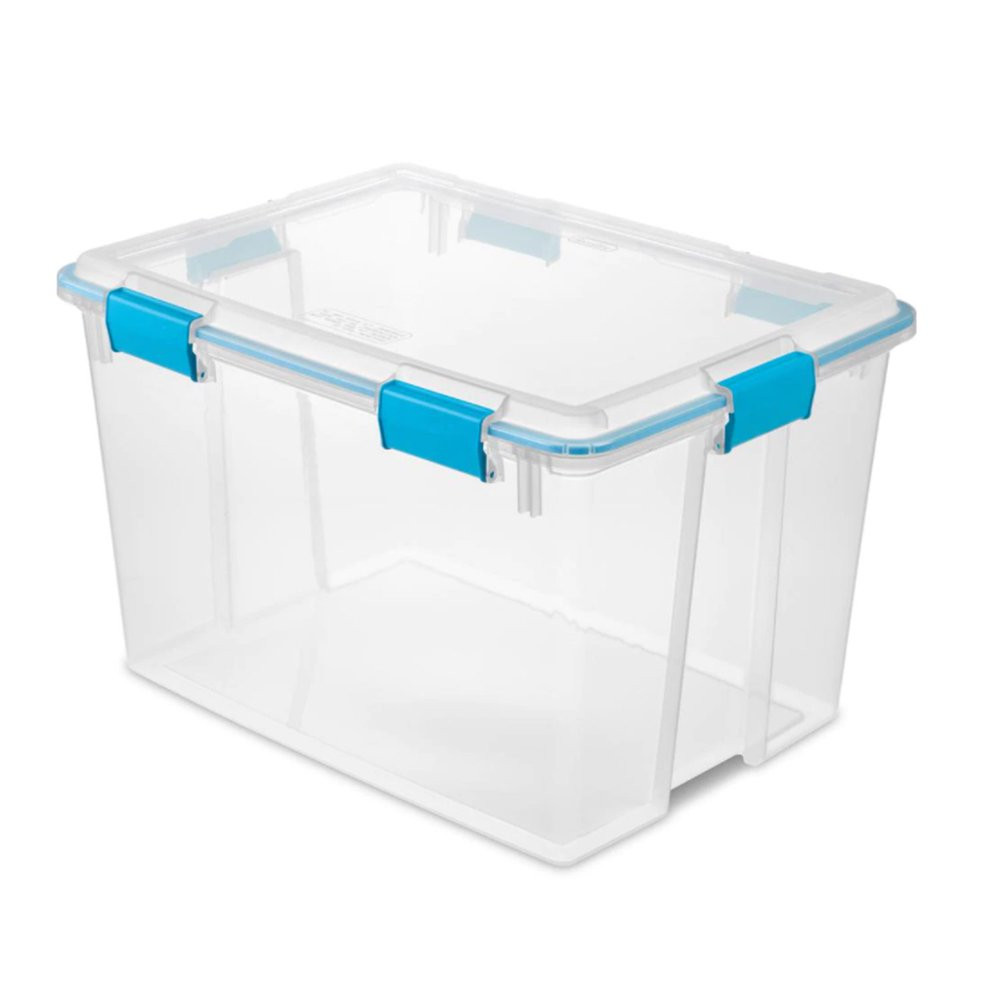 Clear Plastic Storage Box W/ Lid & Latches Gasket Container Bin 80 Quart