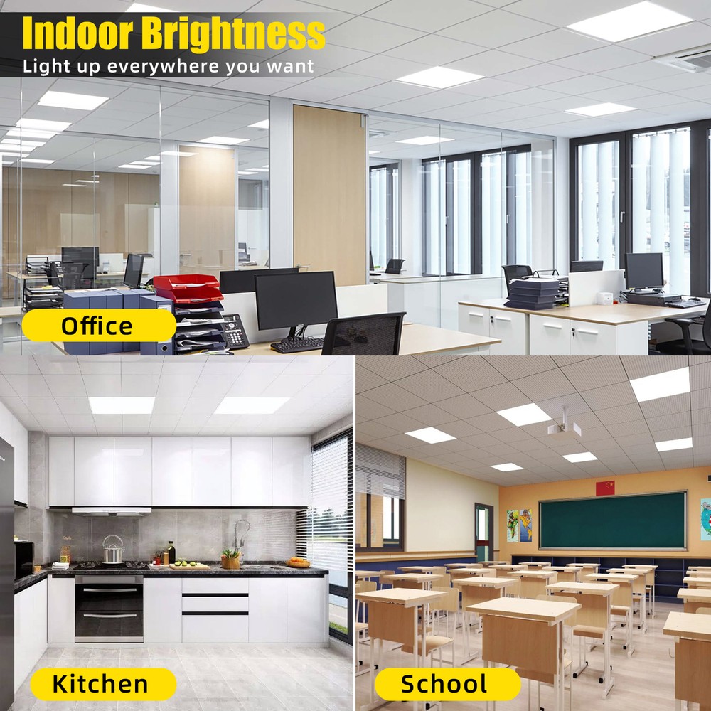 6 Pack 2X2FT LED Panel Light 45W Drop Ceiling Troffer Flat Fixtures 5000K White