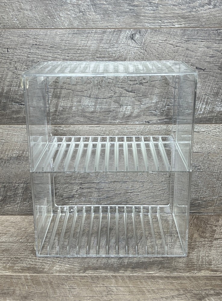 Vintage 1993 Stackable Clear Plastic CD Organizer 30 Disk Case Holder Rack Tray