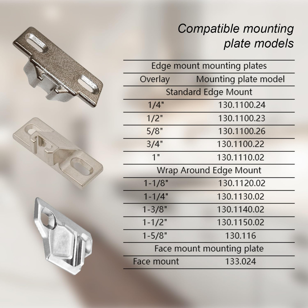 Blum 33.3600 Replacement 110° Face Frame Cabinet Hinges, 8 Pack