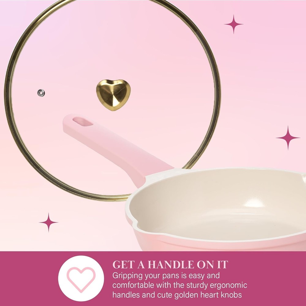 Ceramic Nonstick Cookware Set, Cast Aluminum with Dual Layer Nonstick Coating,