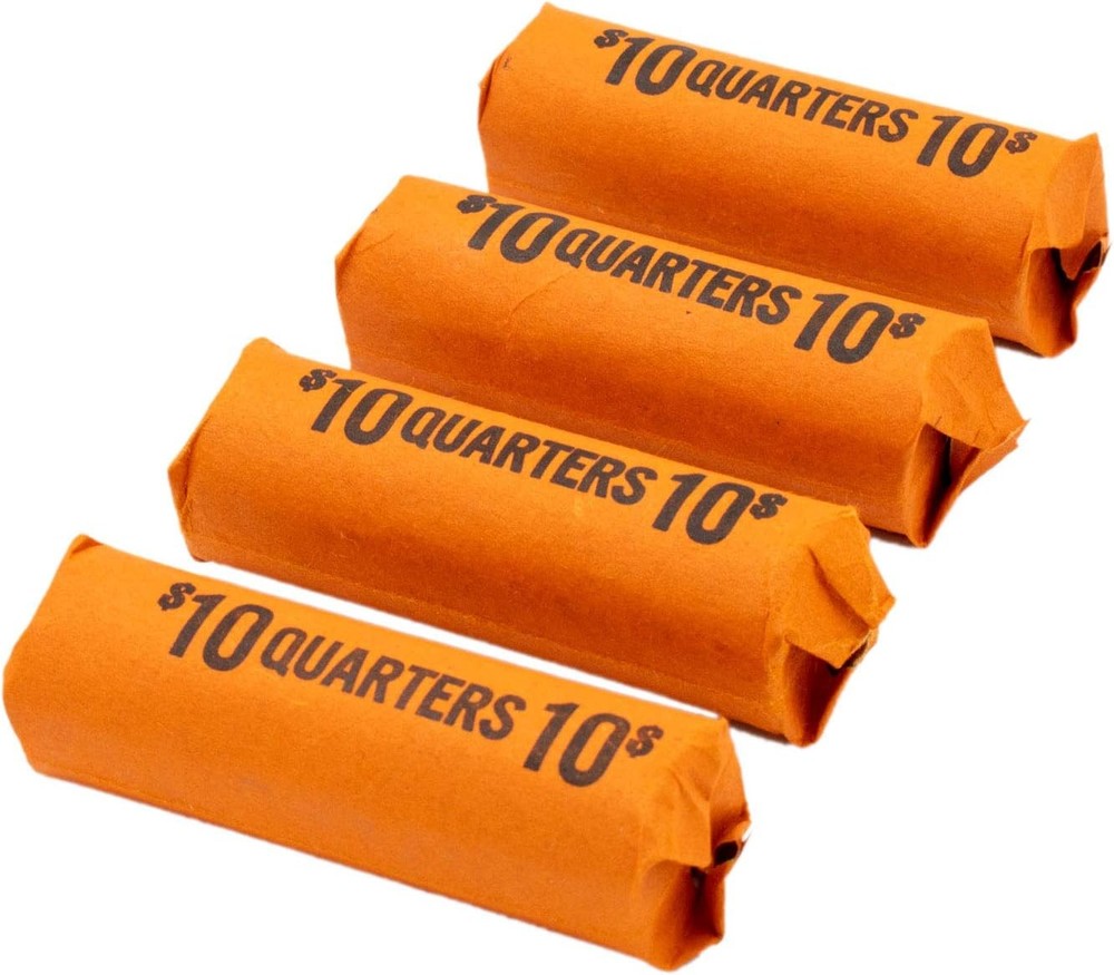 Quarter Flat Coin Wrappers, Solid Bundle of 100 100, Orange, Black