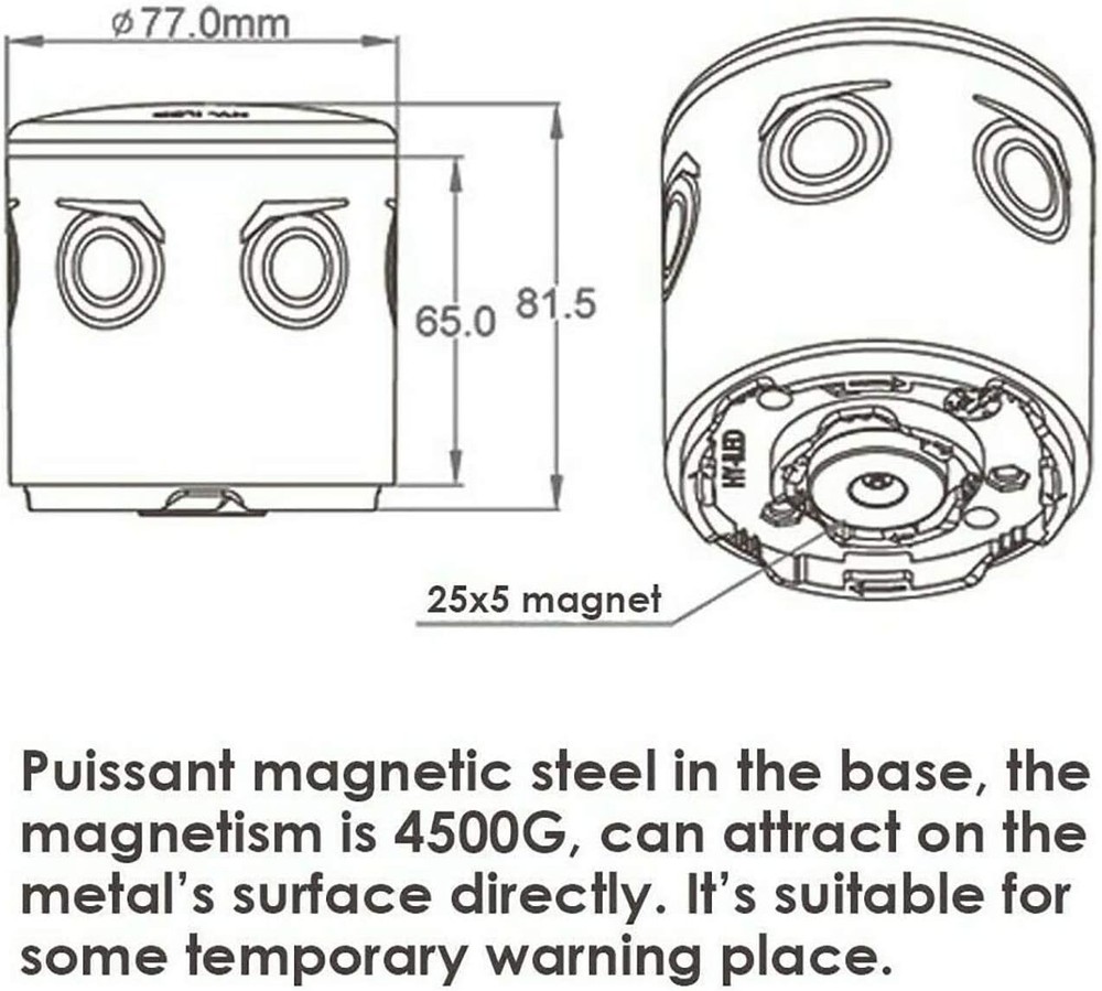 Solar Strobe Warning Light, with Strong Magnetic Base High Bright LED Red