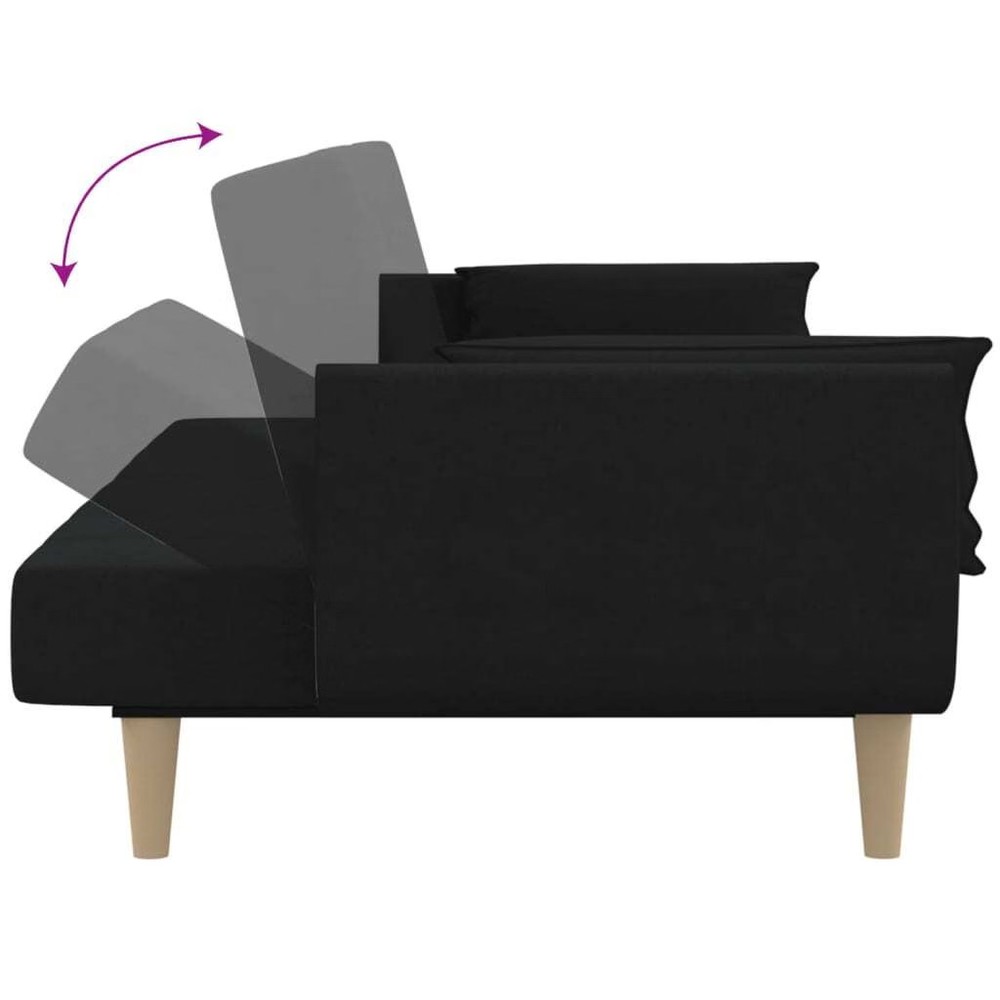Sofa Bed Black 100% polyester, wood, foam 2-Seater