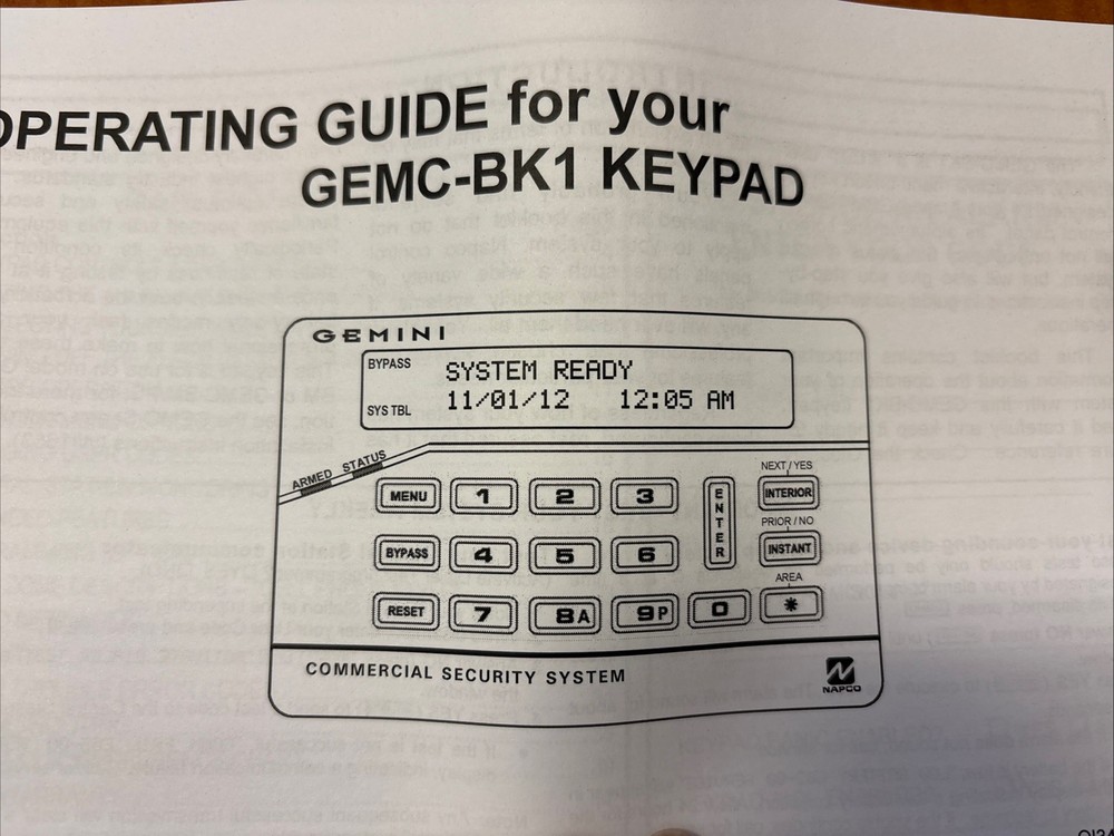 GEMC-BK1 Keypad - Gemini- Commercial Security System