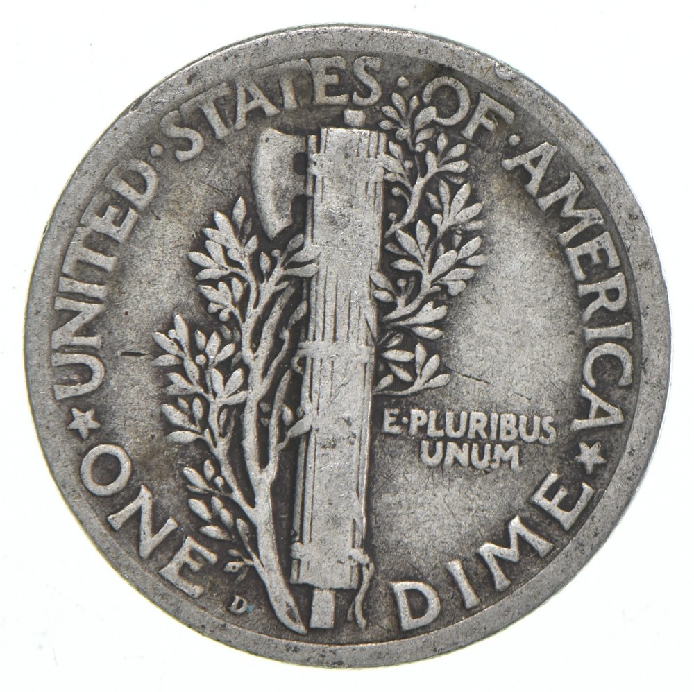 VG+ 1920-D Mercury 90% Silver Dime