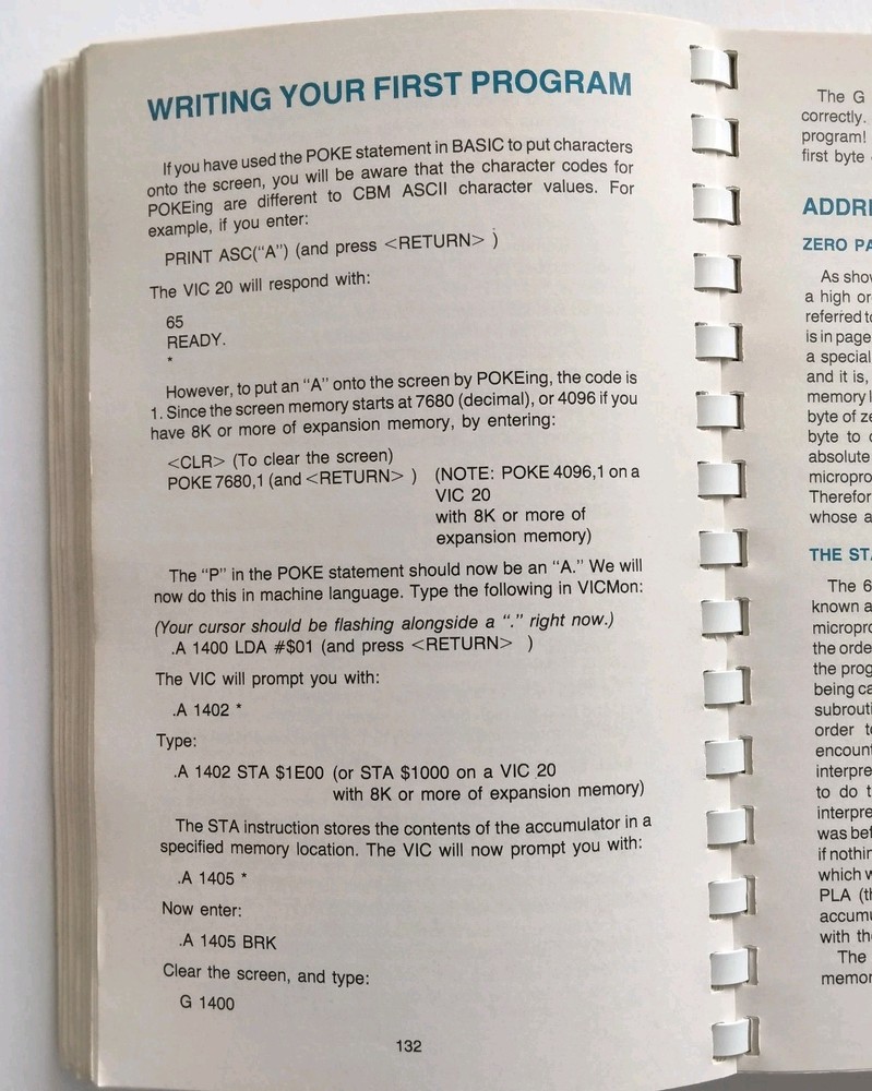 Commodore VIC-20 Computer Programmers Reference Guide First Edition 1982 Vintage