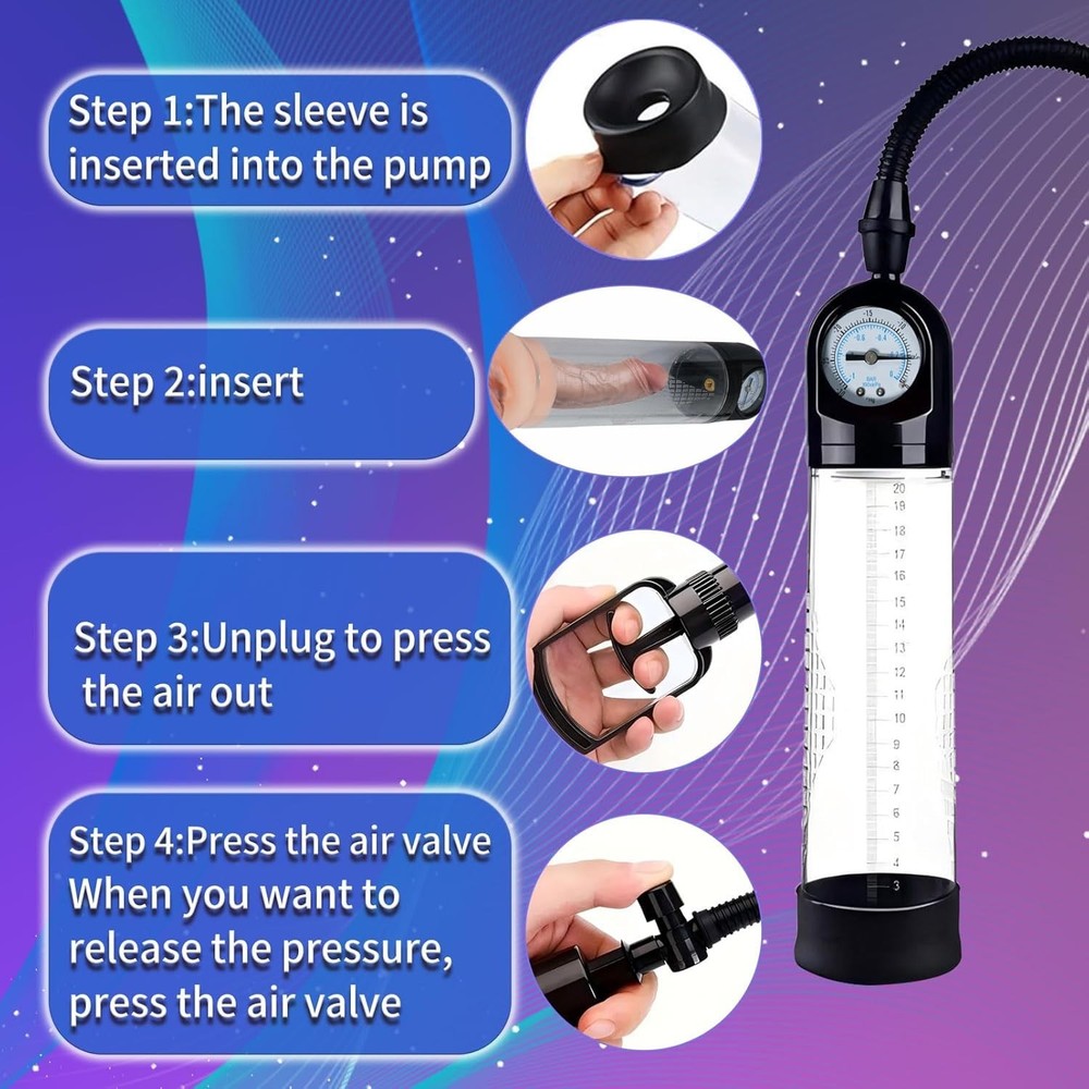 Erectile Dysfunction Vacuum Pump with Dial & 3 Silicone Rings for Optimal Fit