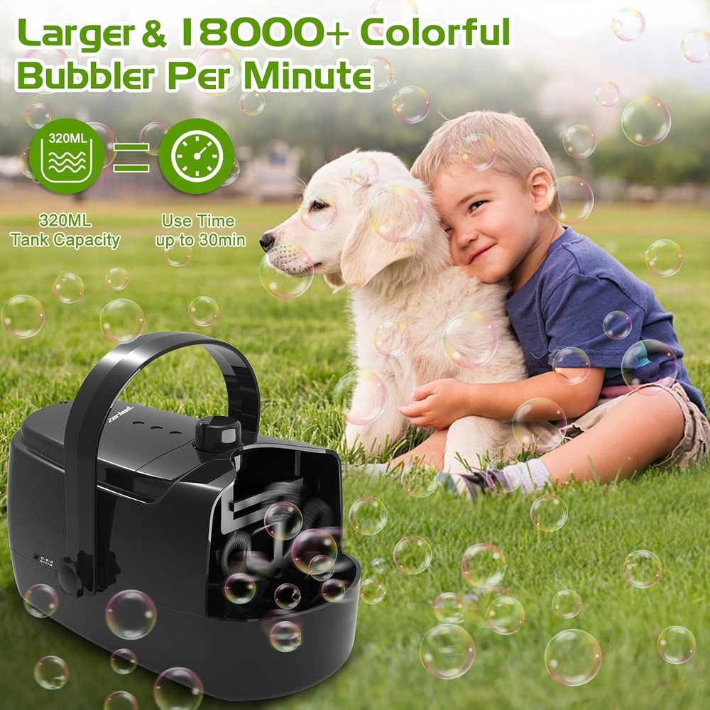 Bubble Machine Durable Automatic Bubble Blower, 18000+ Big Bubbles Per Minute
