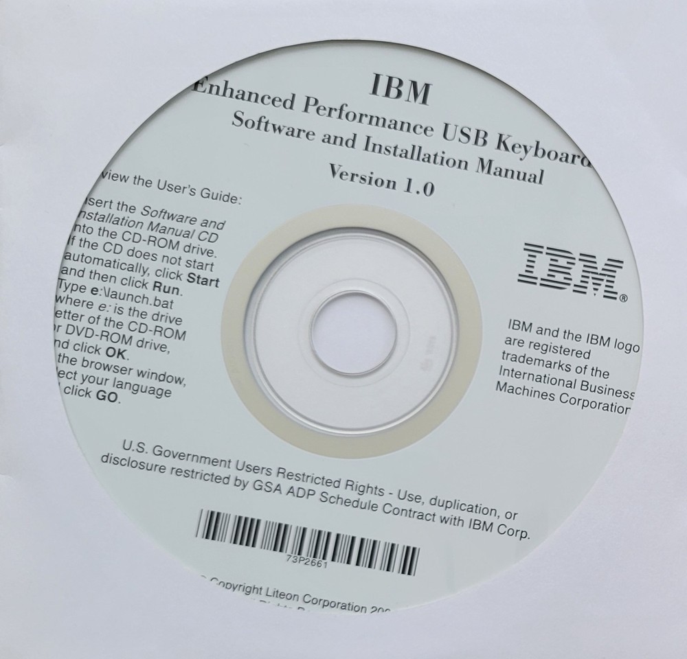 Vintage - IBM Enhanced Performance USB Keyboard Software & Manual, 2004