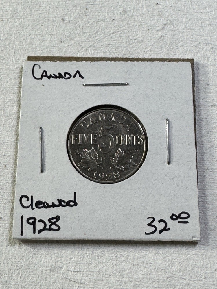 1928 Canada 5 Cents Cleaned