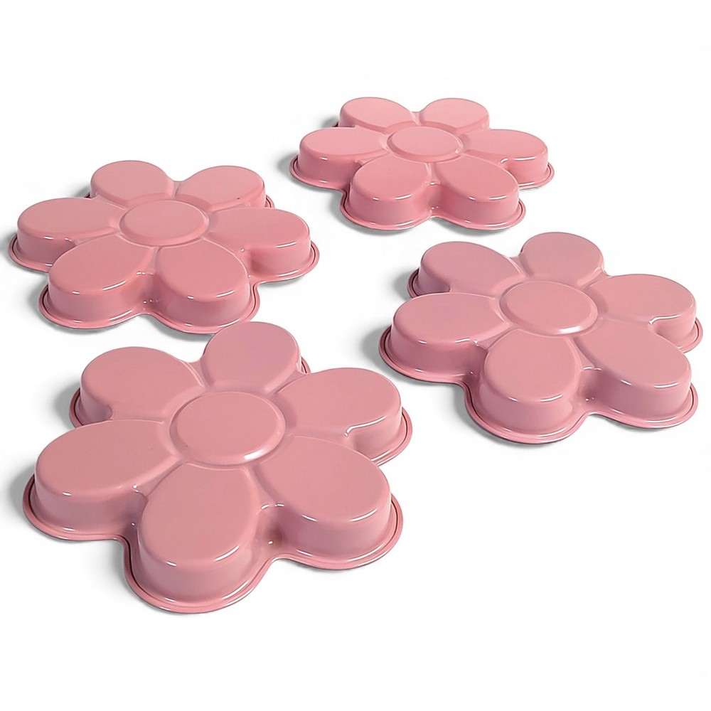 4pc Celebrate It Pink Bakeware Flower Cake Pans
