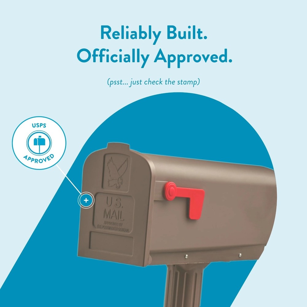 Architectural Mailboxes Newbury Plastic, Medium, Mailbox and Post Kit in Mocha