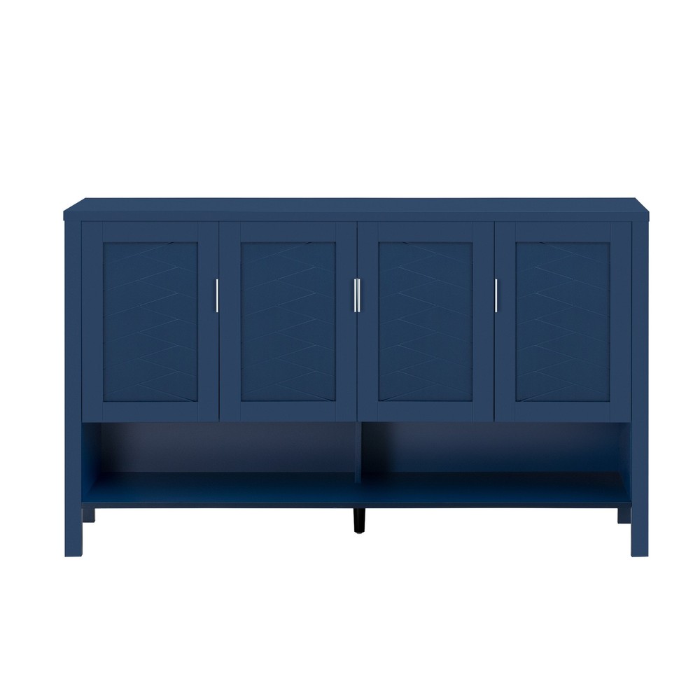 U_STYLE 55.1''Storage Sideboard with 4-Doors,Multi Functional Buffet with Open