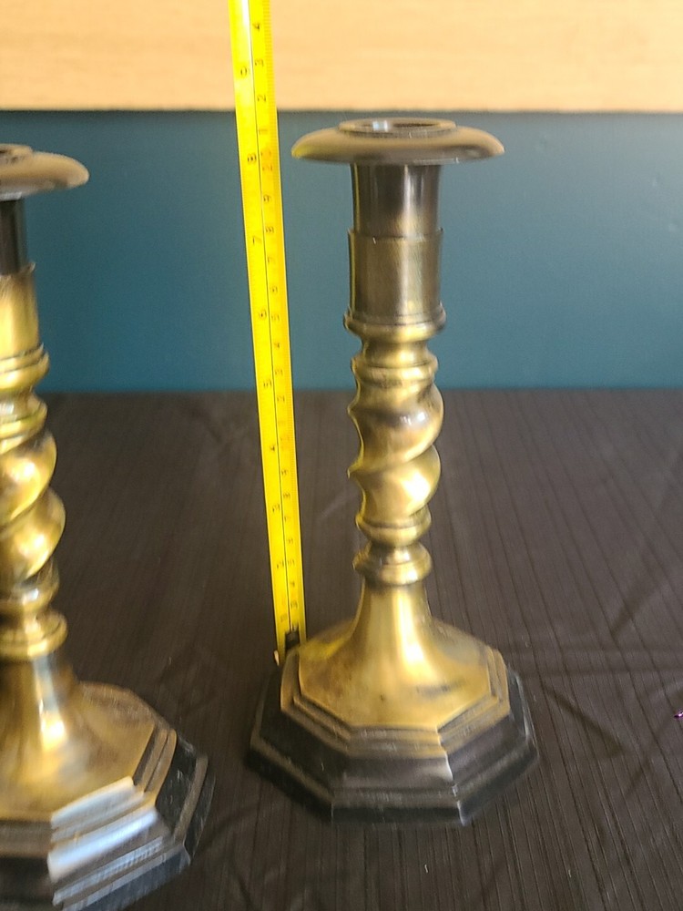 2 Ornate Solid Brass Candle Sticks Made In India EUC