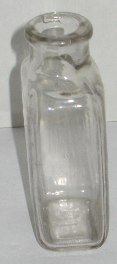 Vintage Rectangular Clear Glass Bottle Apothecary Prop Vase Barn Dig Dump Find