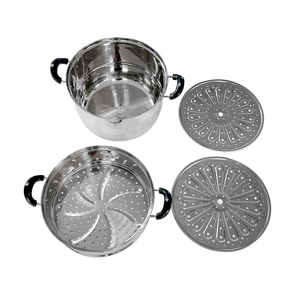 2-tier 14 inch Stainless Steel Stackable Steamer Pot, with Lid, Multipurpose Use