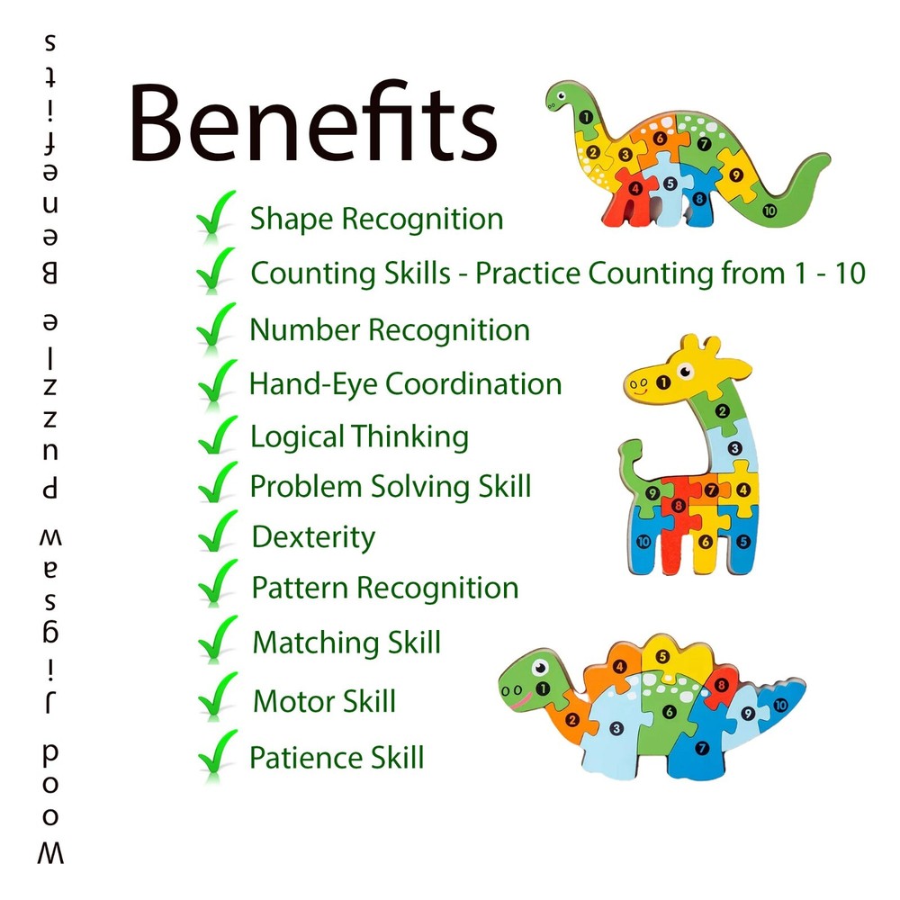 Wood Jigsaw Puzzles, Learn to Count (3 Pack)