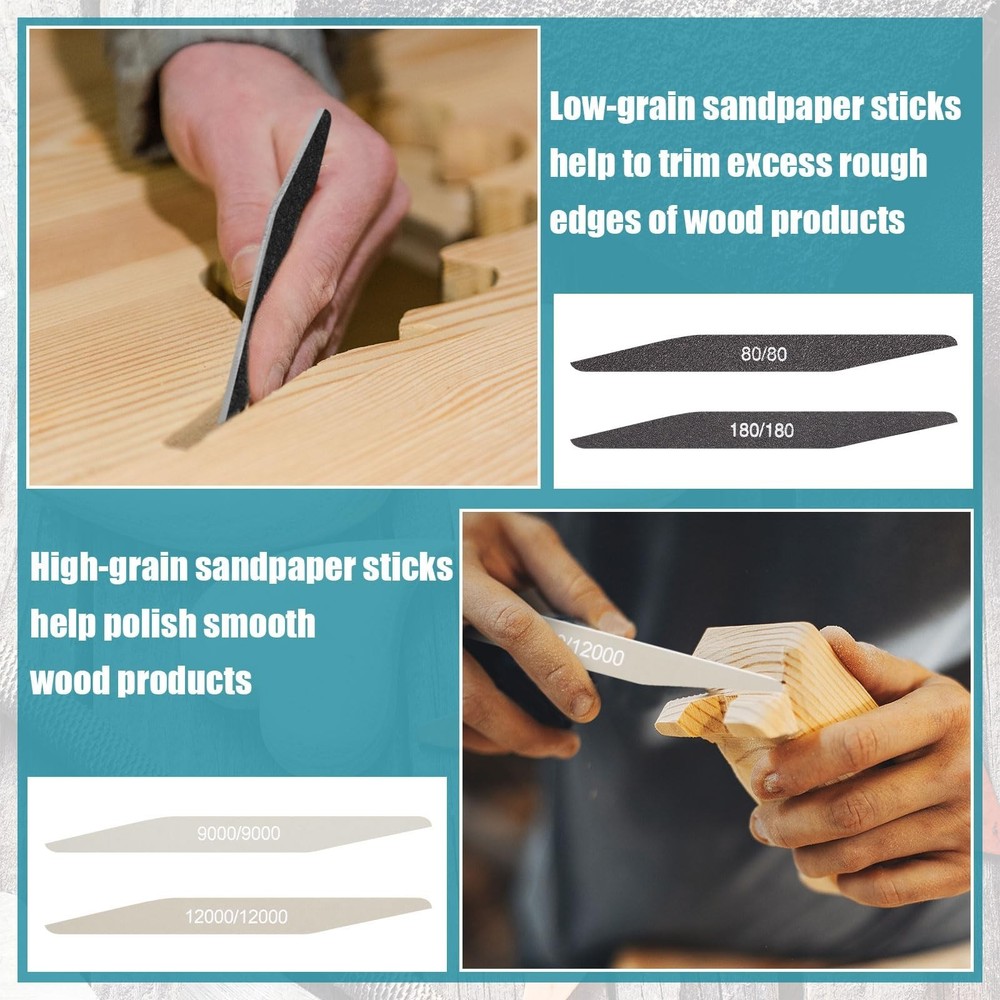Sanding Sticks 20 Pcs Double Angle Polishing Tools Assorted Grits for Model Craf